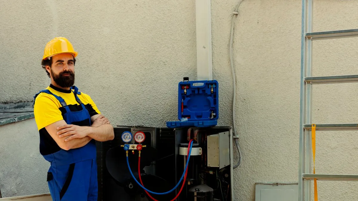 HVAC businesses in Dallas–Fort Worth, futuristic holographic illustration